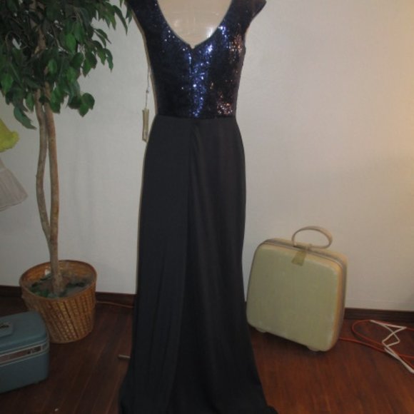 Sexy High slit Sequin Formal Prom Pageant Mother of Bride Dress Party Gown - Picture 8 of 11